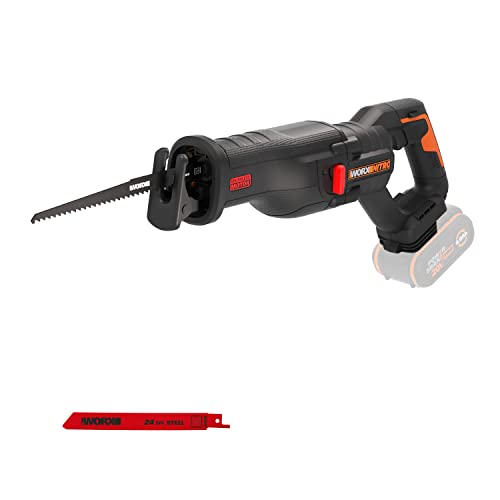 WORX WX516.9 NITRO Akku-Säbelsäge 20V - stark bürstenloser Motor - schneller Sägelblattwechsel - variable Schnittgeschwindigkeit - LED Licht - inkl. Holz- & Metallsägeblatt - ohne Akku & Ladegerät von WORX