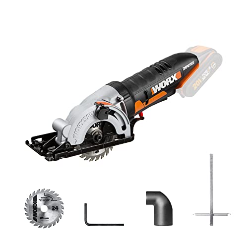 WORX WX527.9 Worxsaw Akku Handkreissäge 20V - Tauch- und Sägeschnitte bis zu 27mm, Einhandbedienung - ideal für Holz, dünnes Metall, Keramik, Kunststoffe - ohne Akku & Ladegerät von WORX