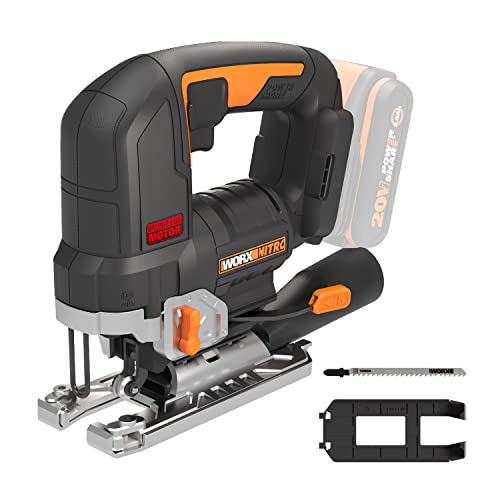 WORX NITRO WX542.9 Akku-Pendelhub-Stichsäge 20V - Bürstenloser Motor - Profi Stichsäge Mit Absaug-Adapter - Ideal Auch Für Gehrungsschnitte - PowerShare Kompatibel - Ohne Akku & Ladegerät von WORX