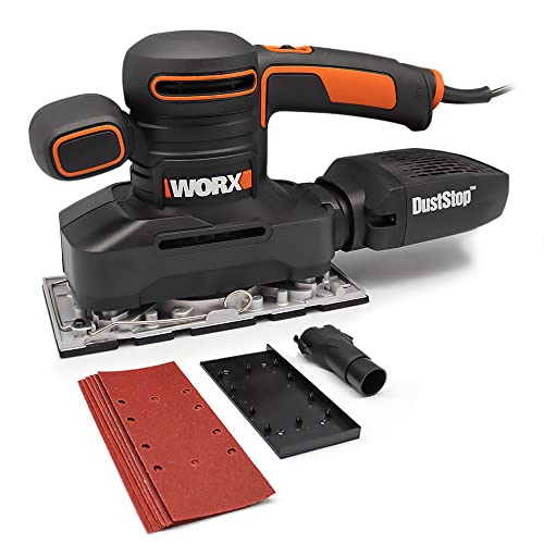 WORX WX641 Schwingschleifer 250 W – Handlicher Schleifer mit DUSTSTOP Mikrofilter für ein sauberes Arbeiten – Großer Schwingkreis & einfache Bedienung von WORX