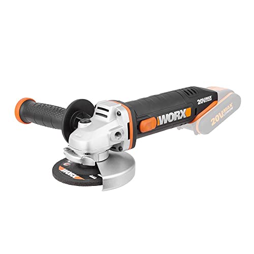 WORX WX800.9 Li-Ion Akku-Winkelschleifer 20V – Kompakter Schleifer mit schmalem Körper & Zusatzhandgriff schleift & schneidet alle Materialien mit optimaler Kontrolle – Ohne Akku & Ladegerät von WORX