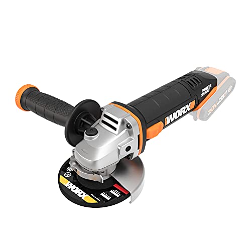 WORX WX800.9 Li-Ion Akku-Winkelschleifer 20V – Kompakter Schleifer mit schmalem Körper & Zusatzhandgriff schleift & schneidet alle Materialien mit optimaler Kontrolle – Ohne Akku & Ladegerät von WORX