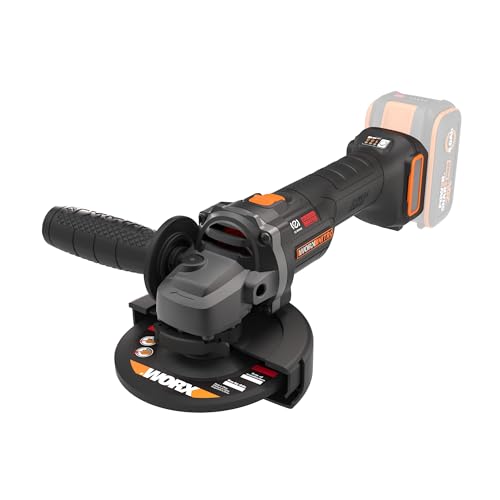 WORX WX814.9 Nitro Brushless Akku-Winkelschleifer 20V – 125mm Scheibendurchmesser – 8600 U/min – leicht & kompakt – 2-Positionen-Zusatzhandgriff – Sicherer Rückschlagschutz – ohne Akku & Ladegerät von WORX