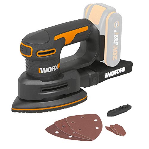 WORX WX822.9 Akku-Dreieckschleifer 20V – Elektrische 20V Schleifmaschine für Holzmöbel, Türen, Ecken und Kanten - Schleifen mit Staubfangsack - PowerShare kompatibel - ohne Akku & Ladegerät von WORX