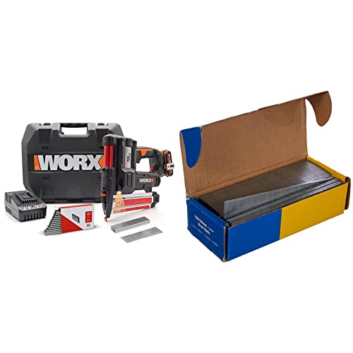 WORX WX840 NITRO NailForce Akku Nagler und Tacker 20V & TACWISE 0397 Stauchkopfnägel Brad Typ 18G/30 mm, verzinkt, Silberfarbig von WORX