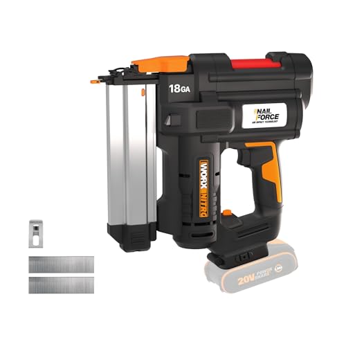 WORX WX842.9 NITRO 20V 18GA Akku-Nagler - 80 Nägel/min Schießen – für 15-50mm Nägel - kabelloser Nagelpistole mit hoher Effizienz - werkzeugfreie Verklemmungsauflösung - ohne Akku & Ladegerät von WORX