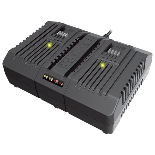 WORX WA3883 Original Dual-Ladegerät – gleichzeitige Aufladen von 2X WORX 20V Akkus – 4A Ladestrom – 2 Lademodi – für alle PowerShare von WORX