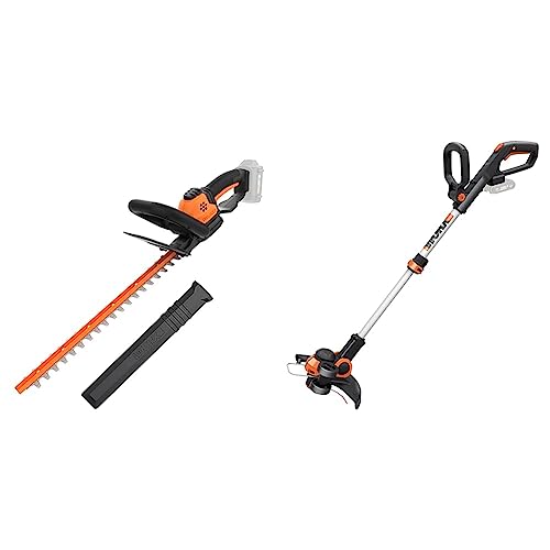 Worx WG261E.9 Akku-Heckenschere – 20V Profi Hecken- und Strauchschere mit 44 cm Schwertlänge & WG163E.9 Akku Rasentrimmer 20V – Kantenschneider Rasen von WORX