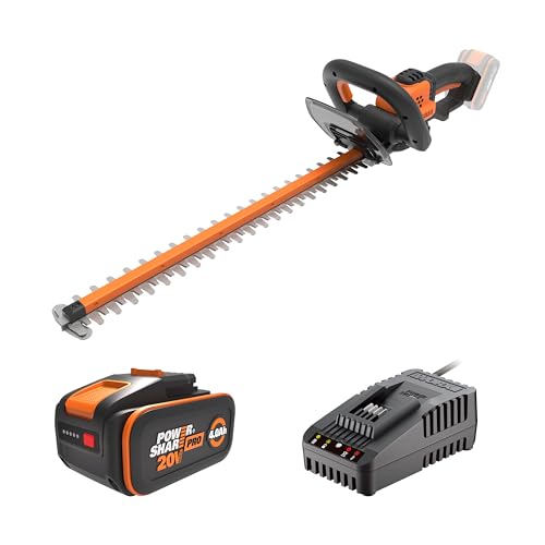 Worx WG264E Akku-Heckenschere 20V - effizienter & präziser Schnitt durch hochwertige Doppelklinge - 56 cm Schwertlänge – 20mm Zahnabstand - Messerspitzenschutz - inkl. 4Ah Akku & Ladegerät von WORX