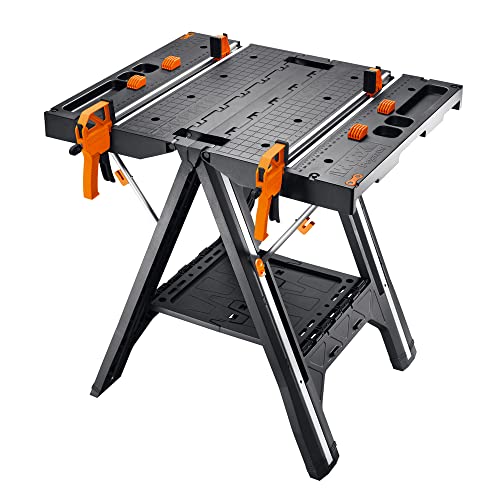 WORX PEGASUS WX051 mobile multifunktionale Werkbank - hochwertiger Arbeitstisch klappbar für die Werkstatt, max. Belastung 450kg – inkl. Schnellklemmvorrichtung – hohe Stabilität & große Arbeitsfläche von WORX