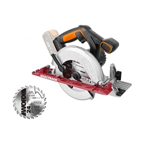 WORX WX530.9 Akku-Handkreissäge 20V – Profi Kreissäge mit Absaug-Adapter – Ideal auch für Schnitte auf Gehrung – PowerShare kompatibel – ohne Akku & Ladegerät von WORX