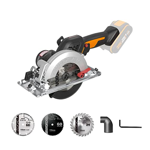 WORX NITRO WX531.9 Akku Kreissäge 20V – Leistungsstarke Bürstenlose Kreissäge für exakte, gerade Schnitte – Schneidet mühelos Holz, Metall, Fliesen & Plastik – ohne Akku & Ladegerät von WORX