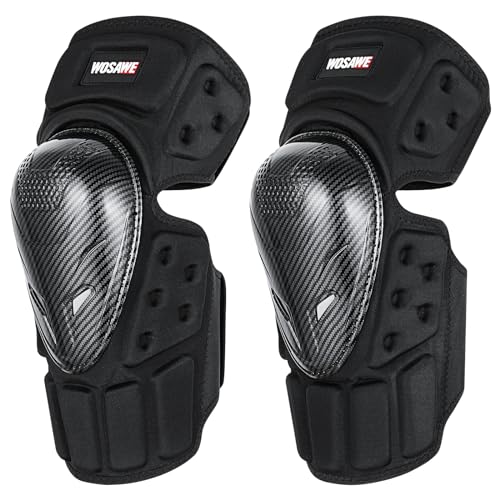 WOSAWE Motorrad Knieschoner Erwachsene Hartschalen Knieschutz Größenverstellbar Schutzausrüstung für Motocross Reiten Radfahren Skating Racing Schwarz von WOSAWE