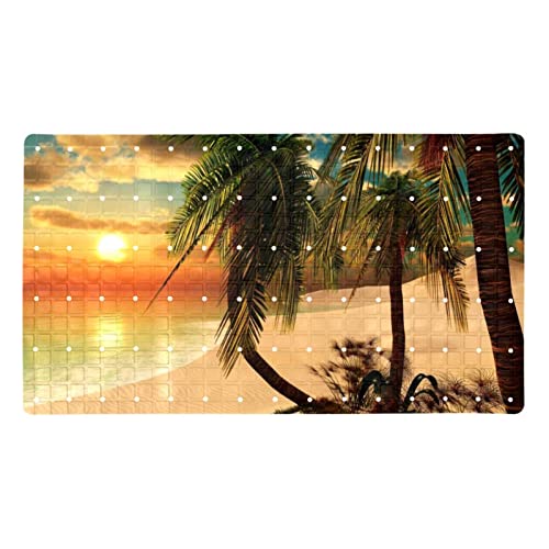 WOSHJIUK Duschmatte für Badewanne,PVC-Badewannenmatte,Ozean-Strand-Palme,Bodenmatte,rutschfeste Matte,Badezimmermatte von WOSHJIUK