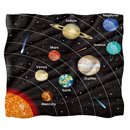 Fleece Überwurfdecken Bettdecke,Universum Planet Galaxie Sonnensystem,Weiche Decke,warme Heimdekoration,gemütliche Decke von WOSHJIUK