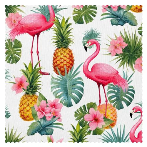 Tischsets,4er Set,waschbare Tischsets für den Esstisch,Tropische Blätter Flamingos Ananas von WOSHJIUK