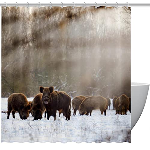WOSHJIUK Duschvorhang Badezimmer Dusche und Badewanne,Wildschwein Winterwald,Duschvorhang-Set mit Haken WOSHJIUK Duschvorhang Badezimmer Dusche und Badewanne,Wildschwein Winterwald,Duschvorhang-Set mit Haken von WOSHJIUK