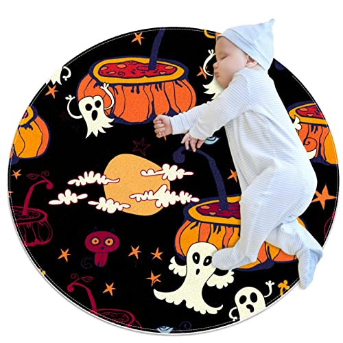 Teppich,Lustige Halloween-Geist-Hexe,Runde Teppiche für Wohnzimmer Bodenmatte 40 x 40 Zoll Rutschfester Teppich Teppich,Lustige Halloween-Geist-Hexe,Runde Teppiche für Wohnzimmer Bodenmatte 40 x 40 Zoll Rutschfester Teppich von WOSHJIUK