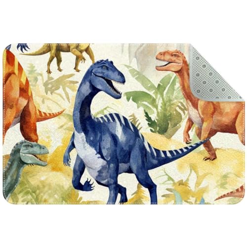 WOSHJIUK Teppiche für Schlafzimmer,waschbarer Teppich,Wohnzimmerteppiche,Dinosaurier Cartoon Aquarell,35x24 in von WOSHJIUK