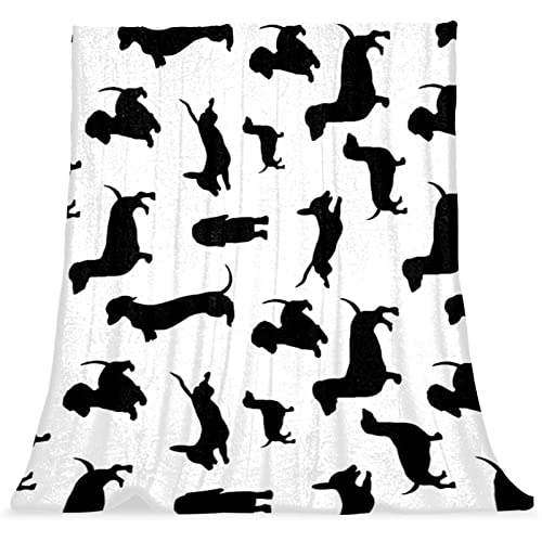 WOSHJIUK Überwurf-Fleecedecken, leichte Couchdecke,Dackel-Hundesilhouette,Weiche Decken und Überwürfe für das Sofa von WOSHJIUK