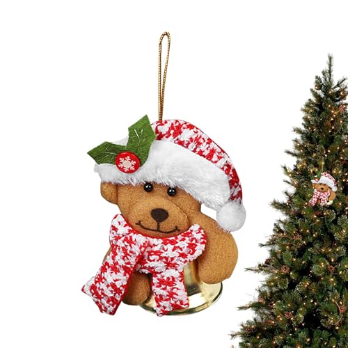 Weihnachtsglocken-Ornamente | Weihnachtsglocken zur Dekoration,Plüsch-Weihnachtsschmuck, Weihnachtsglockenbär, Geschenk für die Feiertagstür und Partyzubehör Woteg von WOTEG