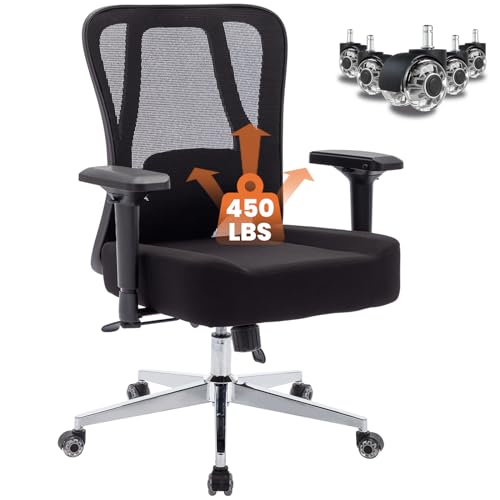 WOTSTA Bürostuhl Ergonomisch 200KG, Hoher Rücken 3D Ergonomischer BüroStuhl, Schreibtischstuhl mit Verstellbarer Kopfstütze Lendenwirbelstütze 4D Armlehnen Höhenverstellung Chefsessel Drehstuhl von WOTSTA