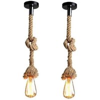 2 Stück Industrielle Pendelleuchte Hanfseil DIY Hängeleuchte Vintage Deckenbeleuchtung Länge 200cm von WOTTES