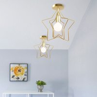 2 Stück Modern Deckenleuchte Innen Deckenlampe Kreative Schlafzimmerlampe Stil Eisen Kronleuchter Gold von WOTTES