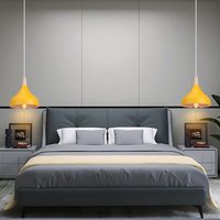 2 Stück Moderner Pendelleuchte Metall Holz Hängelampe Höhenverstellbar Deckenleuchte Orange Ø20cm von WOTTES