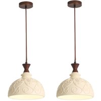 2 Stück Vintage Hängelampe Retro Pendelleuchte Höhenverstellbar Deckenleuchte Deco Kronleuchter Ø25cm Stil F von WOTTES