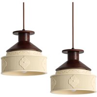 2 Stück Vintage Hängelampe Retro Pendelleuchte Höhenverstellbar Deckenleuchte Deco Kronleuchter Ø25cm Stil G von WOTTES