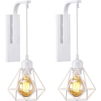 2 Stücke Industrial Wandleuchte Metall Wandlampe Vintage Hängelampe für Flur Cafe Bar Restaurant Weiß Ø16cm von WOTTES