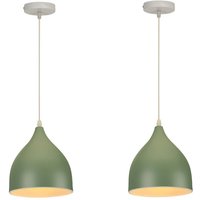 2 Stücke Industrielle Eisen Pendelleuchte Dunkelgrün Hängeleuchte Lampenfassung für Küche Keller Wohnzimmer von WOTTES