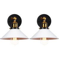 2 Stücke Industrielle Vintage Wandleuchte Edison-Stil Wandlampe Metall Deckenleuchte mit 180° Drehung Weiß Ø26cm 2 Stücke Industrielle Vintage Wandleuchte Edison-Stil Wandlampe Metall Deckenleuchte mit 180° Drehung Weiß Ø26cm von WOTTES