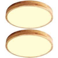 2 Stücke Modern LED Deckenleuchte Rund Deckenlampe Semi-Flush Mount Wohnzimmerlampe Warmes Licht Ø40cm von WOTTES