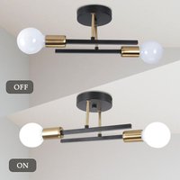 2 Stücke Vintage Industrial Deckenlampe Metall Deckenleuchte Sputnik Hängelampe 2 Flammig Flurlampen Schwarz von WOTTES