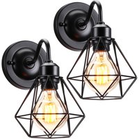2 Stücke Vintage Wandlampe Innen Wandleuchte Metall Käfig Wandspot Schwarz Ø15,5cm für Café Restaurant Schlafzimmer 2 Stücke Vintage Wandlampe Innen Wandleuchte Metall Käfig Wandspot Schwarz Ø15,5cm für Café Restaurant Schlafzimmer von WOTTES