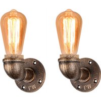 2Pcs Wandlampen E27 Retro Industrielle Wasserrohr Kreative Metall Beleuchtung Wandleuchte Restaurant Küche (Rost) von WOTTES