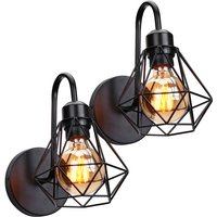 Wottes - 2Pcs Retro Industrielle Style Wandlampe Diamantkäfig Metall Wandleuchte für Schlafzimmer Wohnzimmer Beleuchtung von WOTTES