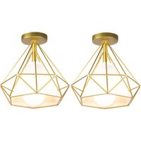 Wottes - 2Pcs Modern Individualität Deckenleuchte Retro Metall Diamant Käfig Deckenlampe Loft Beleuchtung Wohnzimmer Schlafzimmer Ø25CM von WOTTES