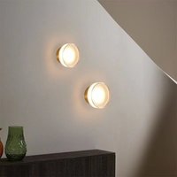 2er Set Moderne LED Wandleuchte Runde Wandlampe Kreative Golden Wandbeleuchtung Warmweißes Licht Ø13.5cm von WOTTES
