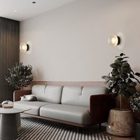 2er Set Moderne LED Wandleuchte Runde Wandlampe Kreative Schwarz Wandbeleuchtung Warmweißes Licht Ø13.5cm von WOTTES