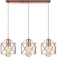 Wottes - 3 Flammig Hängelampe Industrielle Retro Pendelleuchten Roségold Deckenleuchte für Schlafzimmer von WOTTES