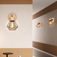 3 Stück Industrie Vintage Wandleuchte Schwarz Käfig Wandlampe Holz Metall Deckenleuchte Verstellbare Ø16cm 3 Stück Industrie Vintage Wandleuchte Schwarz Käfig Wandlampe Holz Metall Deckenleuchte Verstellbare Ø16cm von WOTTES