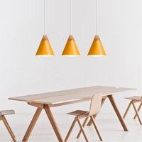 3 Stück Moderne Pendelleuchte Industrielle Hängelampe Holz Metall Deckenleuchten für Esszimmer Küche Dunkelgelb Ø22cm von WOTTES