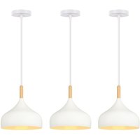 3 Stück Moderner Pendelleuchte Metall Holzall Hängelampe Tropfenförmig Deckenleuchte Weiß Ø24cm 3 Stück Moderner Pendelleuchte Metall Holzall Hängelampe Tropfenförmig Deckenleuchte Weiß Ø24cm von WOTTES
