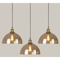 3 Stück Vintage Industrie Pendelleuchte Glas Hängeleuchte Dekorative Deckenlampe Bernstein Kronleuchter Ø20X23cm von WOTTES