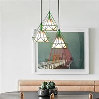 3 Stück Vintage Pendelleuchte Industrie Hängelampe Rautenförmig Lampenschirm Käfig Deckenleuchter Grüne Ø25cm 3 Stück Vintage Pendelleuchte Industrie Hängelampe Rautenförmig Lampenschirm Käfig Deckenleuchter Grüne Ø25cm von WOTTES