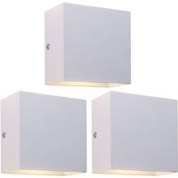 3 Stücke Moderne LED Wandleuchten Aluminium Wandlampe Auf und ab Einstellbarer Lichtstrahl Außenwandleuchte Weiß 6W Warmes Licht von WOTTES