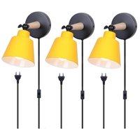 3 Stücke Moderne Wandleuchten Holz Metall Wandlampe Verstellbarer Wandbeleuchtun mit Stecker und Schalter Gelb Ø12cm 3 Stücke Moderne Wandleuchten Holz Metall Wandlampe Verstellbarer Wandbeleuchtun mit Stecker und Schalter Gelb Ø12cm von WOTTES